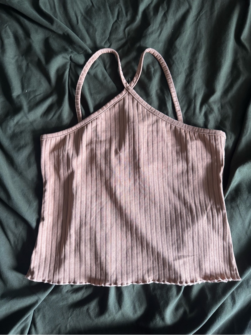 Ribbed Tan Strappy Cami Top